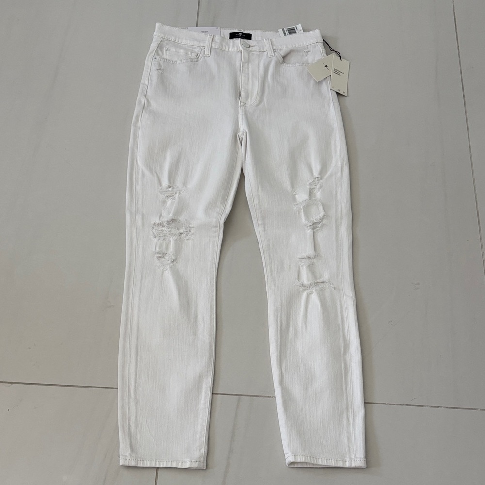 7 for all mankind White Distressed Jeans 
NEW
